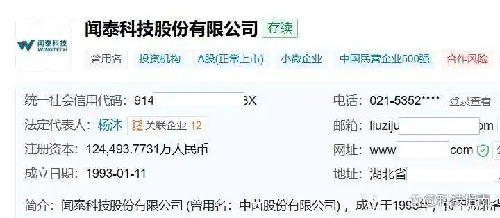 闻泰科技企业注册登记